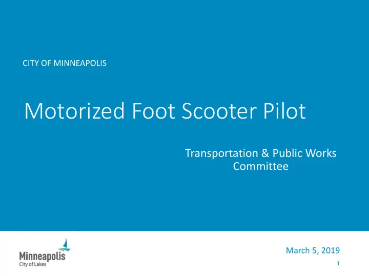 motorized foot scooter pilot
