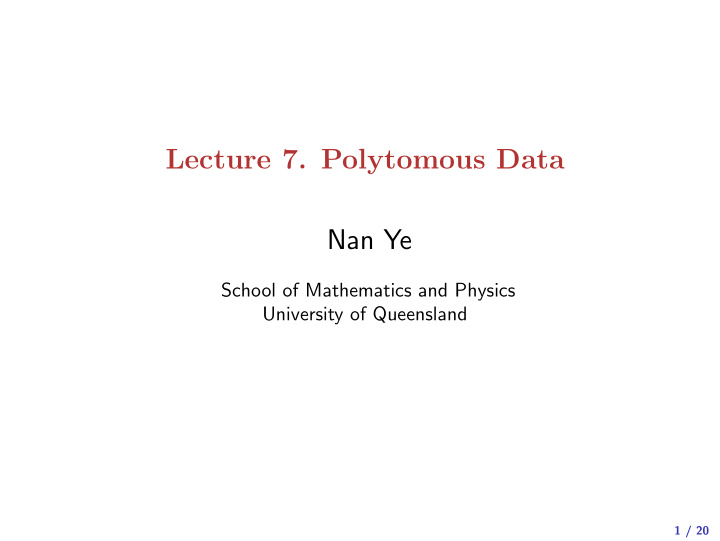 lecture 7 polytomous data nan ye