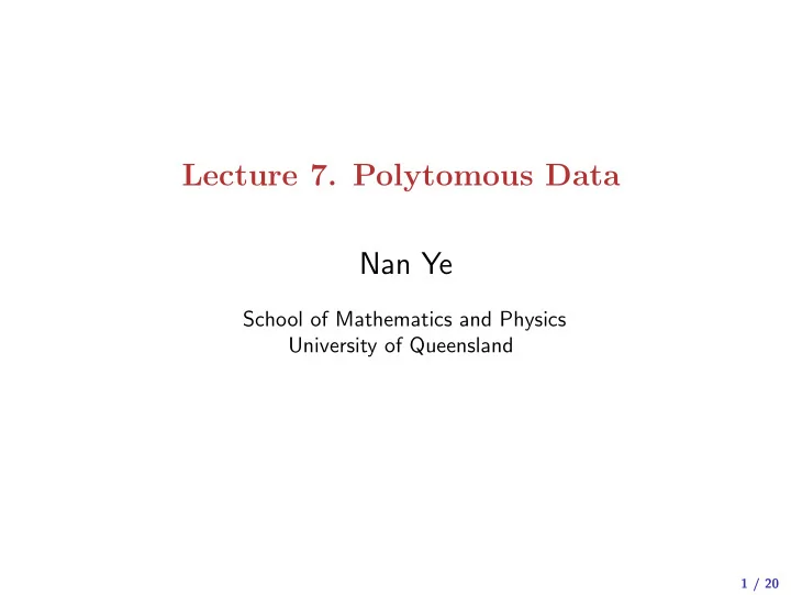 lecture 7 polytomous data nan ye
