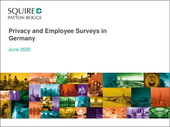 Privacy and Employee Surveys in  Germany  June 2020  Speakers  Dr. Annette Demmel,  Tarek