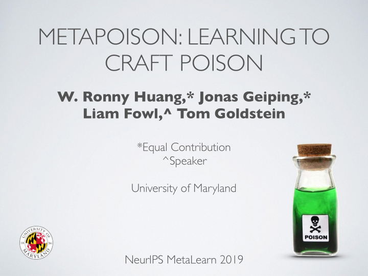 metapoison learning to craft poison
