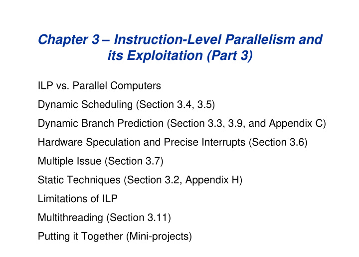 chapter 3 instruction level parallelism and its