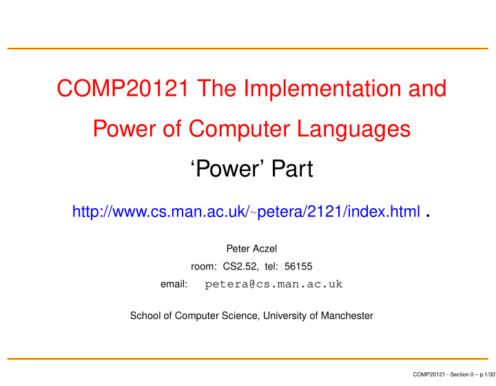comp20121 the implementation and power of computer