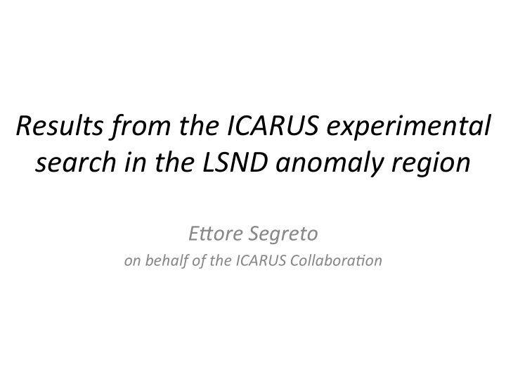 results from the icarus experimental search in the lsnd