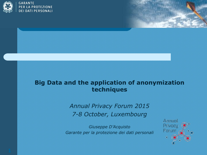 big data and the application of anonymization techniques