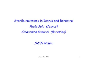 Sterile neutrinos in Icarus and Borexino  Paola Sala  (Icarus)  Gioacchino Ranucci  (Borexino)