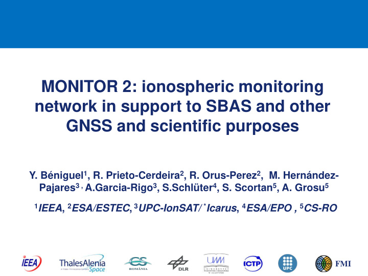 monitor 2 ionospheric monitoring network in support to