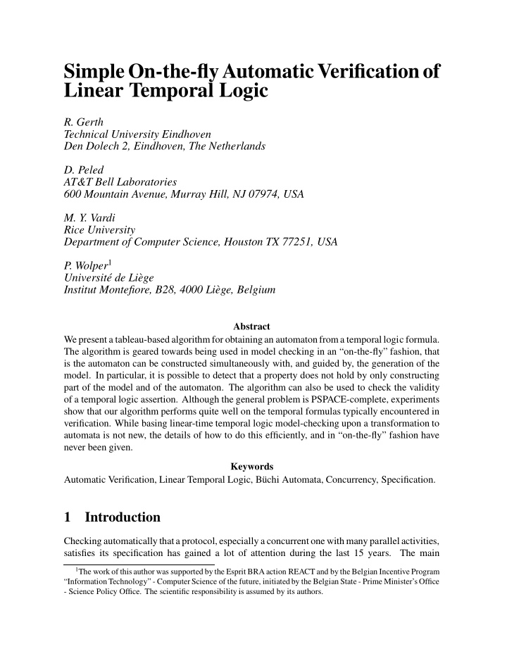 simple on the fly automatic verification of linear