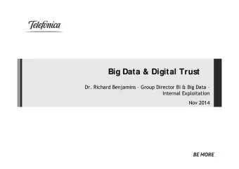 Big Data &amp; Digital Trust  Dr. Richard Benjamins  Group Director BI &amp; Big Data