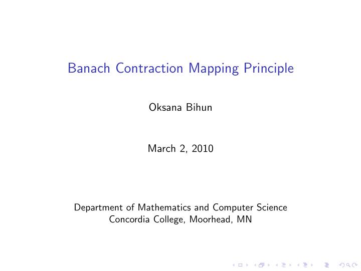 banach contraction mapping principle