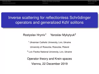 Inverse scattering for reflectionless Schrdinger  operators and generalized KdV solitons