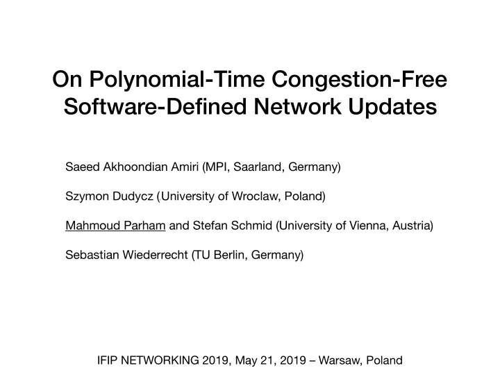 on polynomial time congestion free software defined