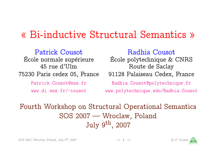 bi inductive structural semantics