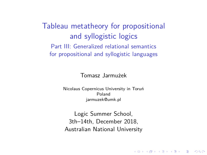 tableau metatheory for propositional and syllogistic