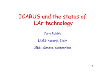 ICARUS and the status of  LAr technology  Carlo Rubbia  LNGS-Assergi, Italy  CERN, Geneva,