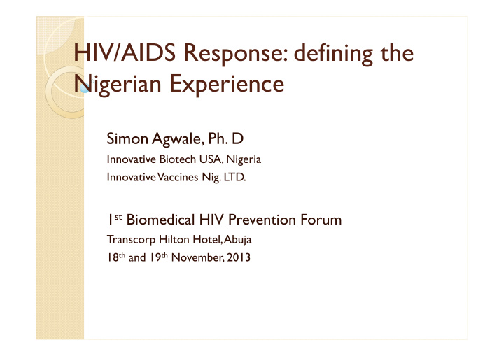 hiv aids response defining the nigerian experience