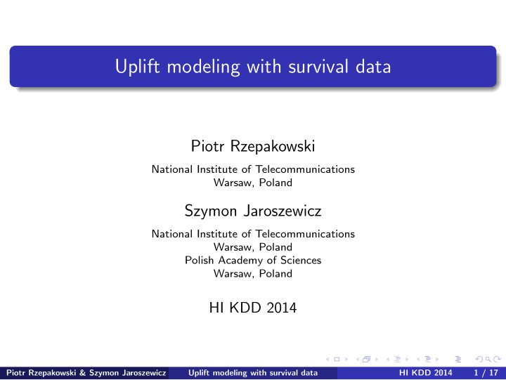 uplift modeling with survival data