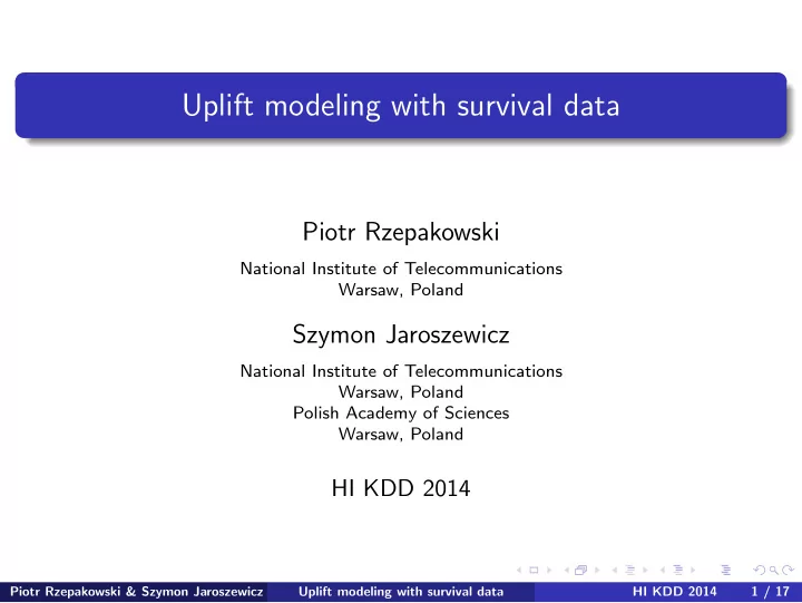 uplift modeling with survival data