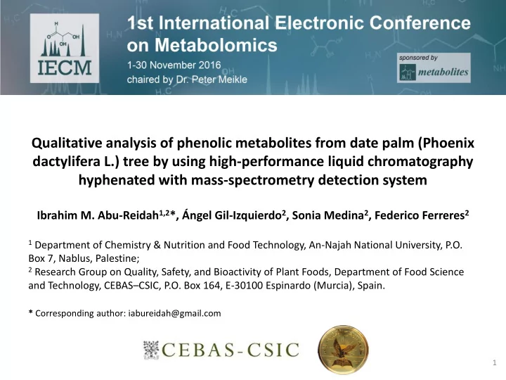 qualitative analysis of phenolic metabolites from date
