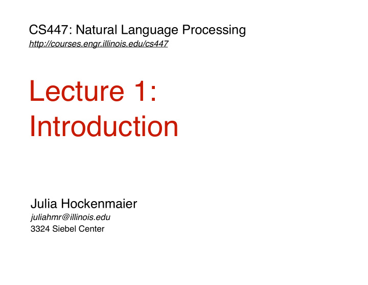 lecture 1 introduction