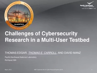 Challenges of Cybersecurity  Research in a Multi-User Testbed THOMAS EDGAR, THOMAS E. CARROLL , AND