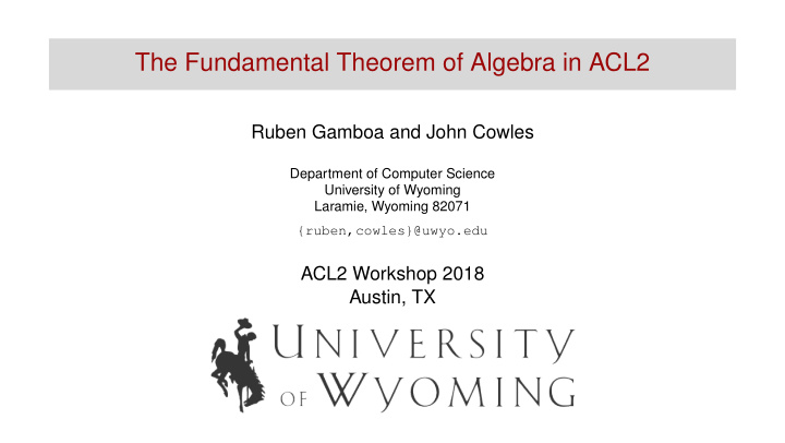 the fundamental theorem of algebra in acl2
