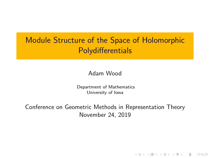 module structure of the space of holomorphic