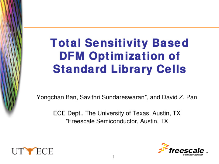 tota otal s sens ensitivity b bas ased ed dfm fm optimiz