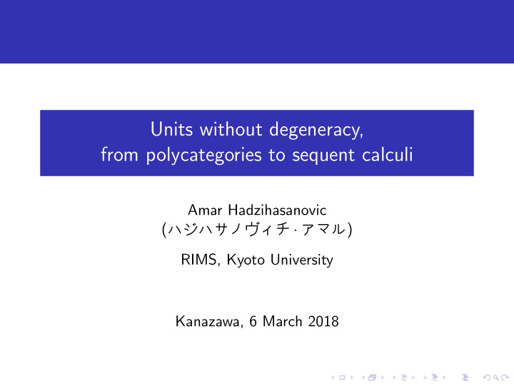 units without degeneracy from polycategories to sequent
