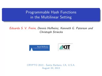 Programmable Hash Functions  in the Multilinear Setting  Eduarda S. V. Freire, Dennis Hofheinz,