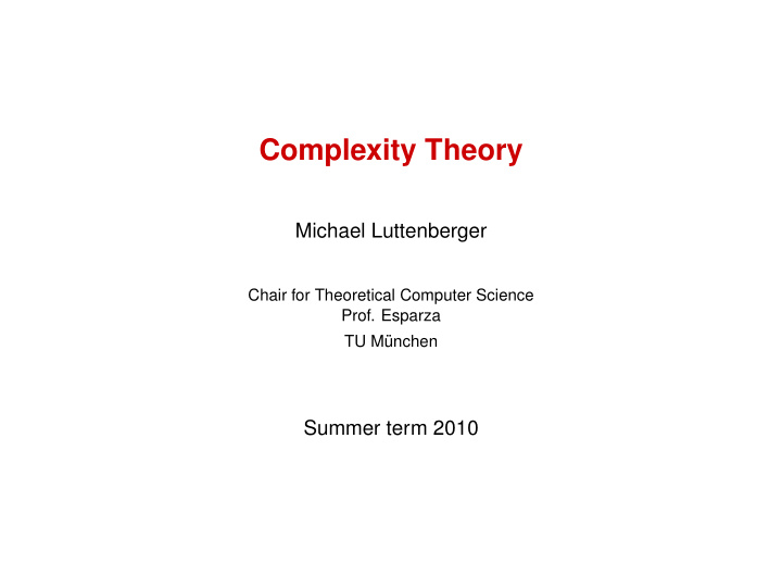 complexity theory