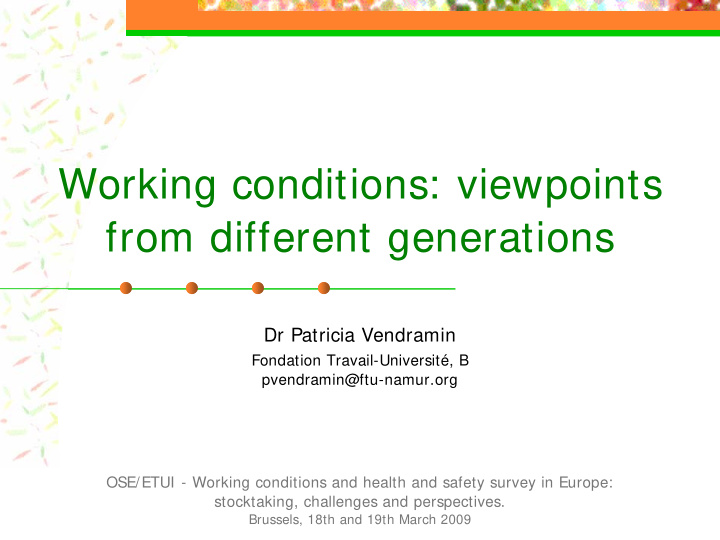 working conditions viewpoints from different generations