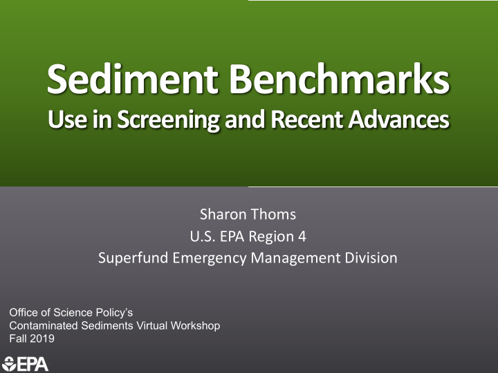 sediment benchmarks