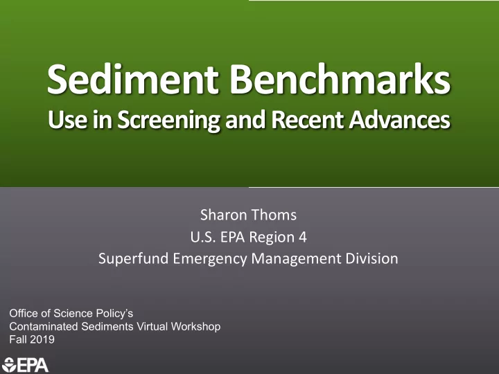 sediment benchmarks