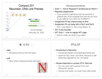 N is for   PFtLFiF  Introduction to Recursion  new  Allocating memory from the heap