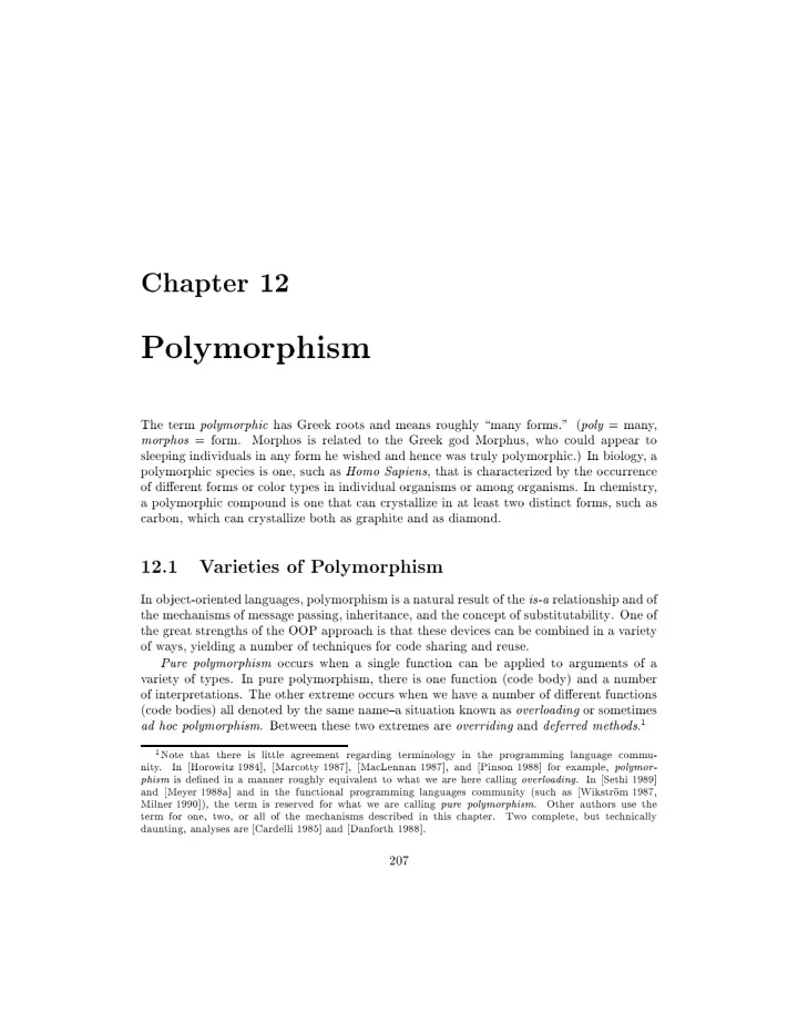 chapter 12 p olymorphism the term p olymorphic has greek
