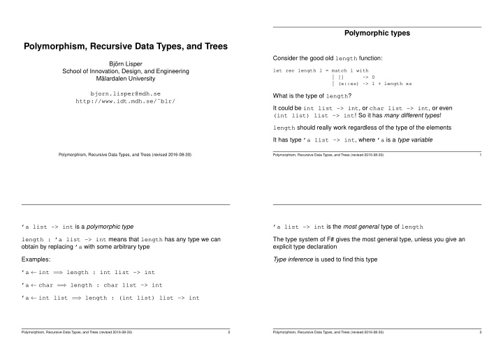 polymorphism recursive data types and trees
