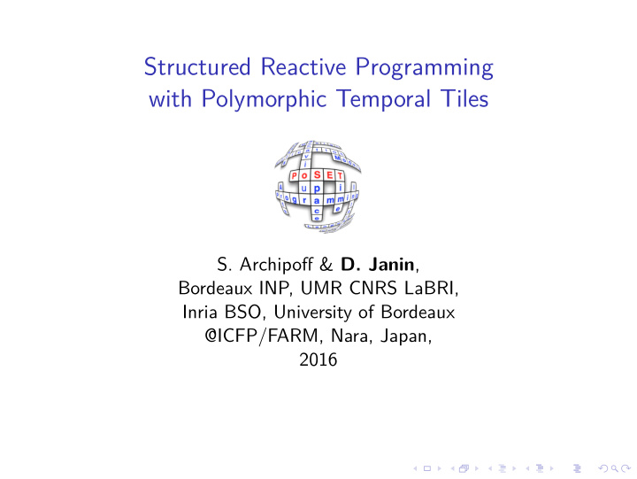 structured reactive programming with polymorphic temporal