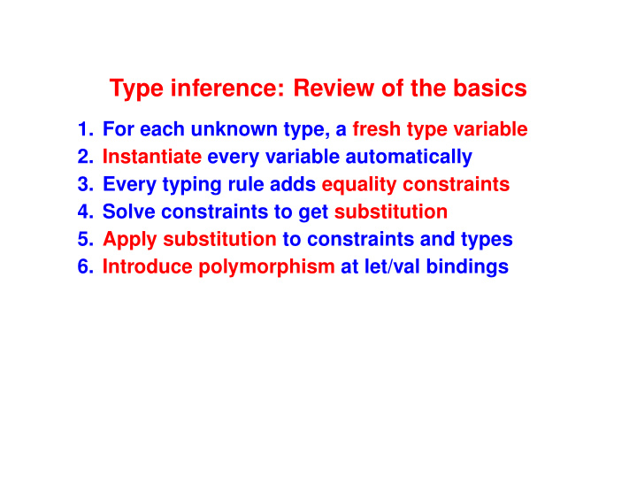 type inference review of the basics