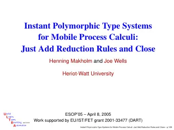 Instant Polymorphic Type Systems  for Mobile Process Calculi:  Just Add Reduction Rules and Close