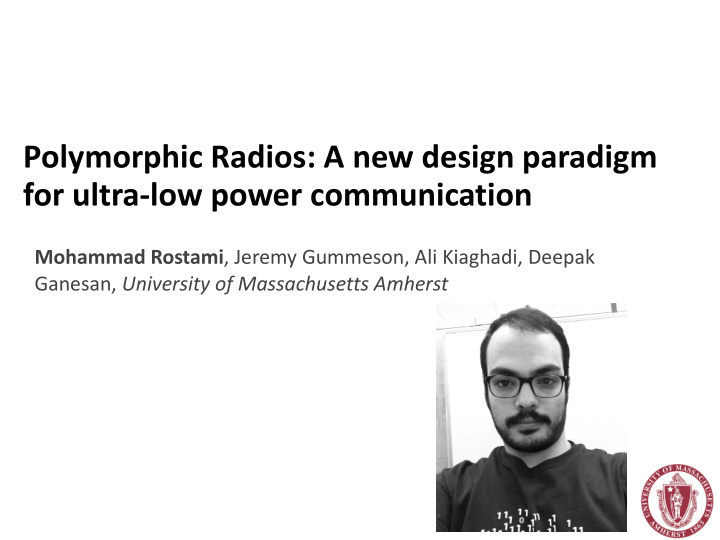 polymorphic radios a new design paradigm for ultra low