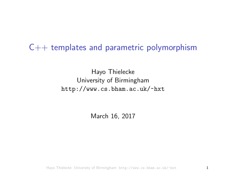 c templates and parametric polymorphism