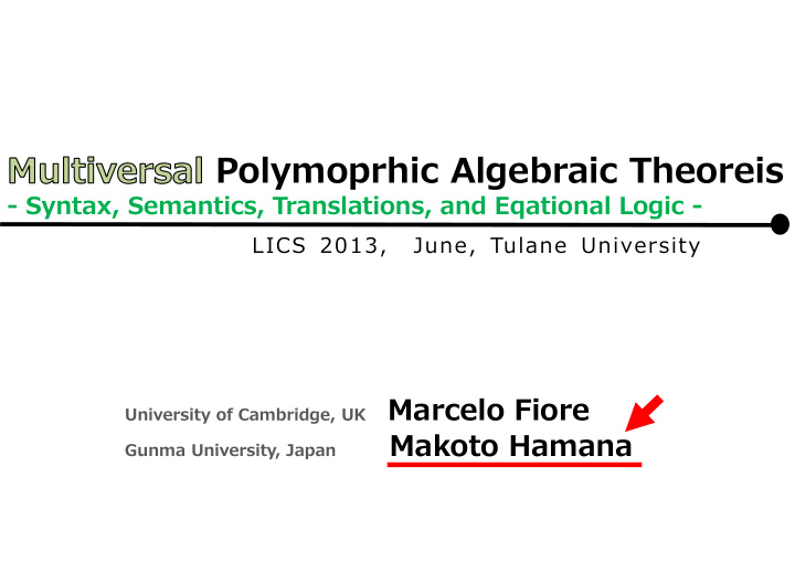 polymoprhic algebraic theoreis