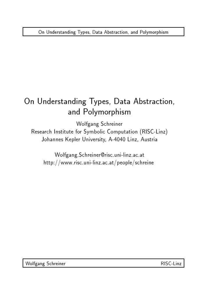 on understanding t yp es data abstraction and p olymo