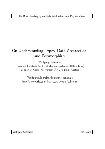 On  Understanding  T  yp  es,  Data  Abstraction,  and  P  olymo  rphism  On  Understanding  T  yp