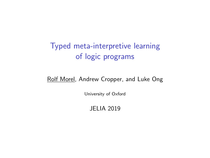 typed meta interpretive learning of logic programs