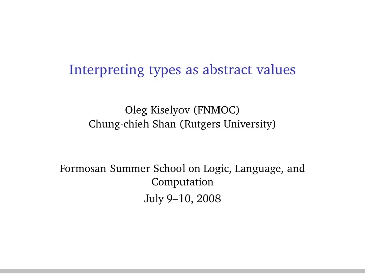 interpreting types as abstract values
