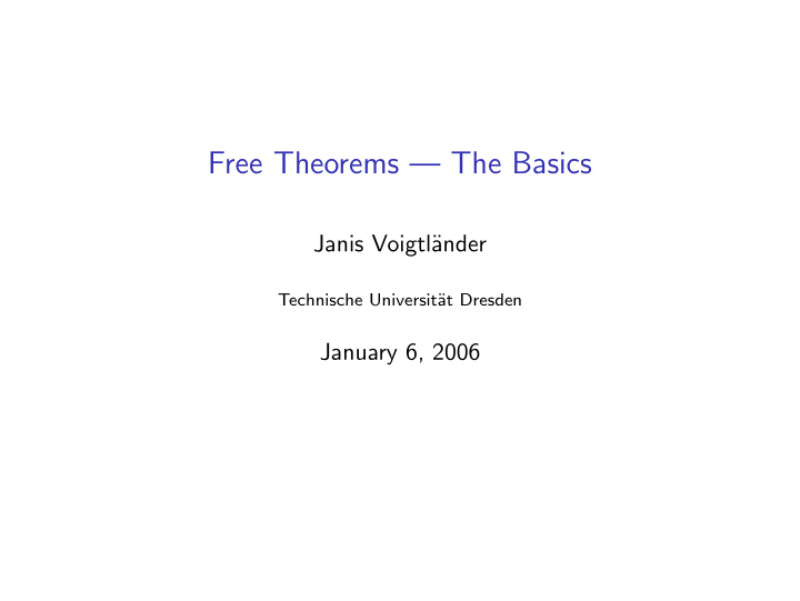 free theorems the basics
