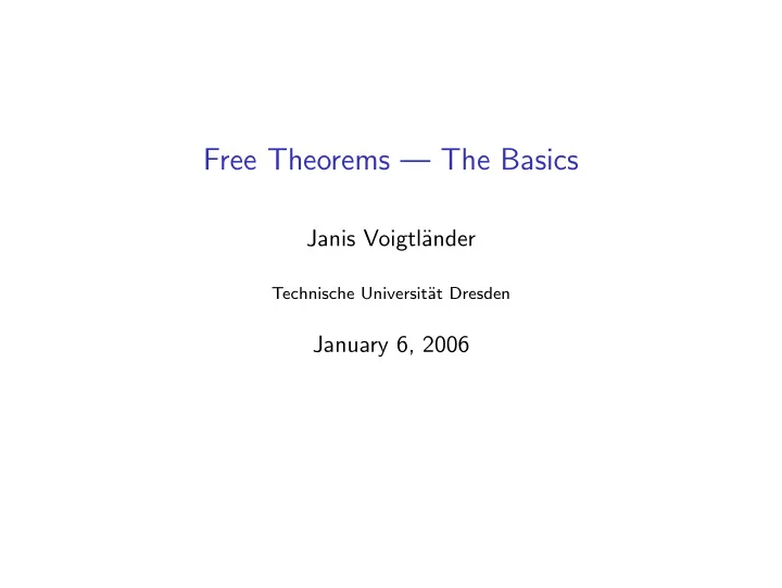 free theorems the basics