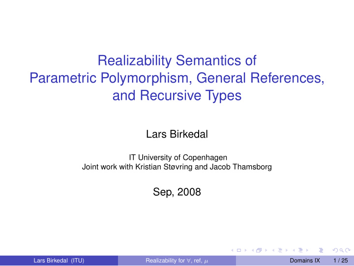 realizability semantics of parametric polymorphism